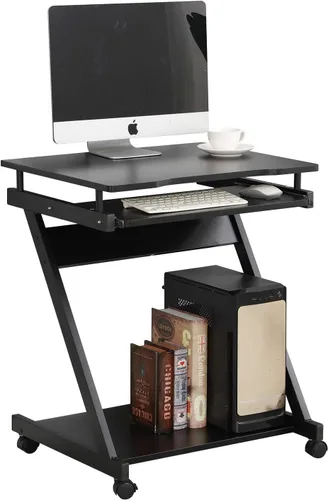 Vista 8 de Carrito de escritorio portátil compacto para computadora para espacios pequeños, estación de trabajo de trabajo, carrito de computadora portátil
