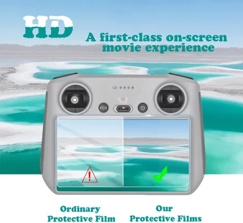 Vista 5 de Protector de pantalla (3+1 unidad) compatible con DJI Mini 3/Mini 3 Pro, control remoto Mavic 3 RC, película de vidrio templado, antiarañazos