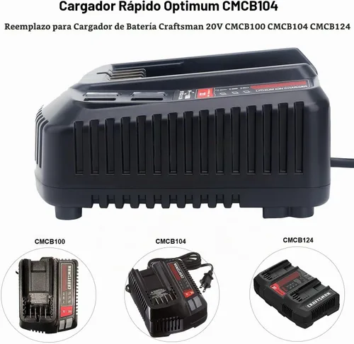 Vista 3 de Cargador de batería de 20 V de repuesto para Craftsman V20, iones de litio, 20 voltios, batería CMCB104 CMCB202 CMCB201 CMCB209 CMCB205 CMCB100