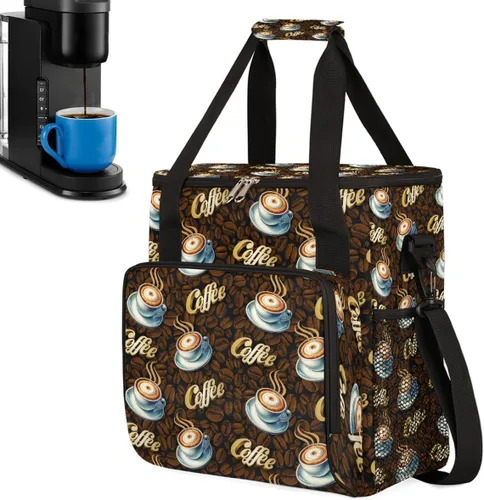 Vista 9 de Bolsa para cafetera compatible con K-Mini o K-Mini Plus Coffee Cup Pattern1 Coffees Machine Travel Storage Tote Bag Compatible Portable Single