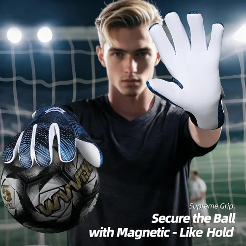Vista 2 de WVVOU Guantes de portero para Adultos y Jóvenes, Guantes de portero de fútbol profesionales transpirables con palma de látex adhesivo de 4+3mm