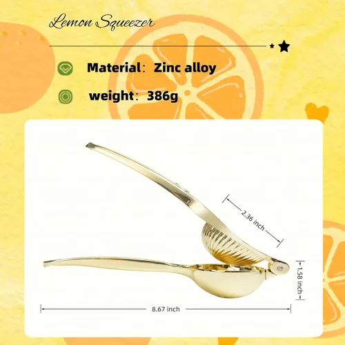 Vista 7 de Exprimidor manual de limón de aleación de zinc resistente, exprimidor manual de cítricos, ranura roscada de alto rendimiento, exprimidor de limas