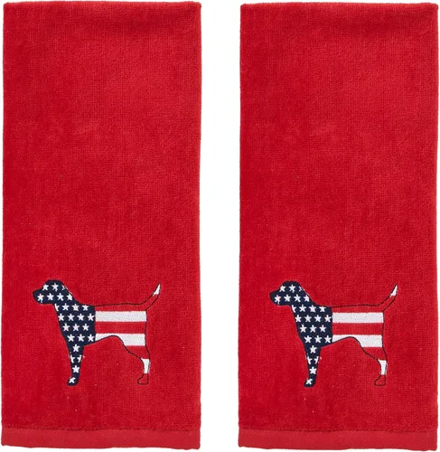 Vista 9 de SKL Home Americana Script - Juego de 2 toallas de mano, bordadas, azul marino 100% Cotton. Fun for Memorial Day, 4th of July, Labor Day & all