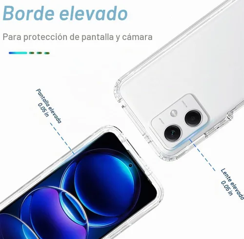 Vista 2 de Funda para Redmi Note 12 5G, Poco X5 5G 22111317PG con protector de pantalla de vidrio templado, protección de cuerpo completo transparente 360 duro