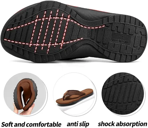 Vista 2 de MGGMOKAY Sandalias cómodas para hombre, sandalias con soporte de arco, sandalias casuales con correa en T para hombre, zapatos de playa de verano