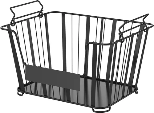 Vista 7 de oceanstar Soporte de cesta de almacenamiento de alambre de metal de 3 niveles con cestas extraíbles - Negro