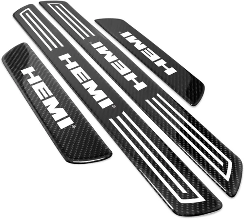 Vista 8 de iPick Image Para HEMI Logo Negro Real Fibra de Carbono Universal Protector de Paso Protector de Escalón Placas un Conjunto de 4