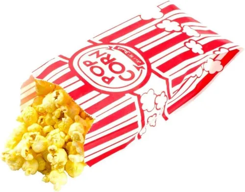 Vista 2 de Carnival King Bolsas de papel para palomitas de maíz, rojo/blanco, 100 unidades (paquete de 1)