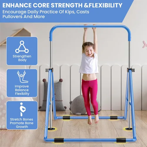 Vista 6 de Gymanstics - Barras para el hogar con anillos para niños y niñas, juego de regalo de entrenamiento de gimnasia, barra de entrenamiento plegable