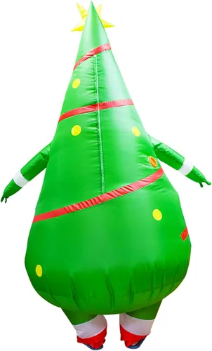 Vista 7 de Disfraz inflable de árboles de Navidad, color verde, traje inflable para cosplay, disfraz de Navidad, traje de Navidad
