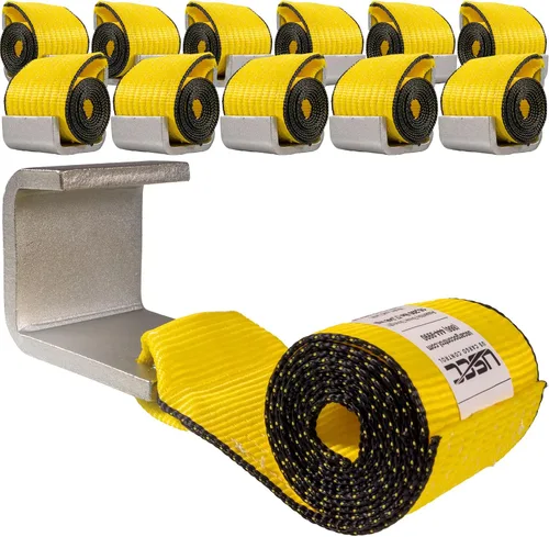Vista 10 de US Cargo Control - Correa de cabrestante de 10 cm x 1,5 m para contenedores de descarga lateral con gancho plano y extremo cosido, límite de carga