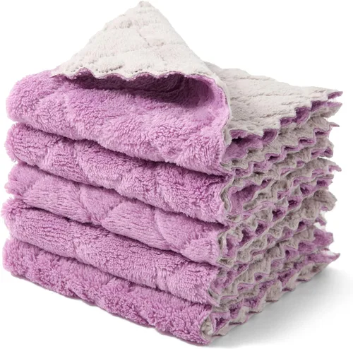 Vista 10 de kimteny Paños de limpieza de cocina, paños de microfibra, sin pelusas, reutilizables, para el hogar, súper absorbentes, de secado rápido, 10 x 10