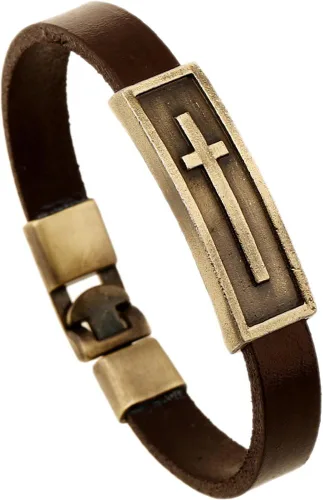 Vista 10 de Hamoery Pulsera de cuero de aleación punk para hombre, pulsera cruzada