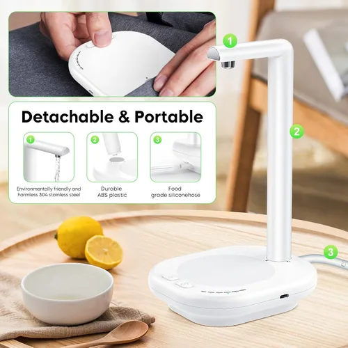 Vista 3 de Dispensador de agua de escritorio para botellas, bomba automática de jarra de 5 galones, dispensador eléctrico extraíble portátil para mesa, mesita