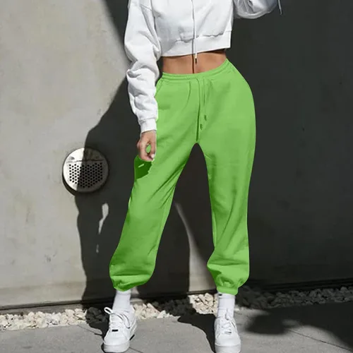 Vista 7 de Pantalones deportivos de cintura alta rosa con bolsillo cintura elástica para mujer, leggings retro para otoño, teñido anudado, pantalones de sudor