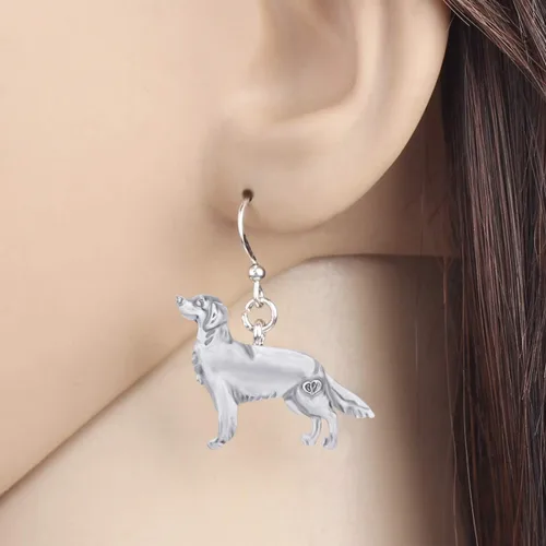 Vista 2 de DUOWEI Delicados aretes de perro Golden Retriever estilo vintage para mujeres, adolescentes y niñas, joyería estética, regalos
