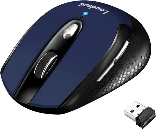 Vista 9 de LeadsaiL - Mouse inalámbrico para computadora, 2.4 G, portátil, delgado, inalámbrico, con menos ruido, para portátil. Mouse óptico con 6 botones