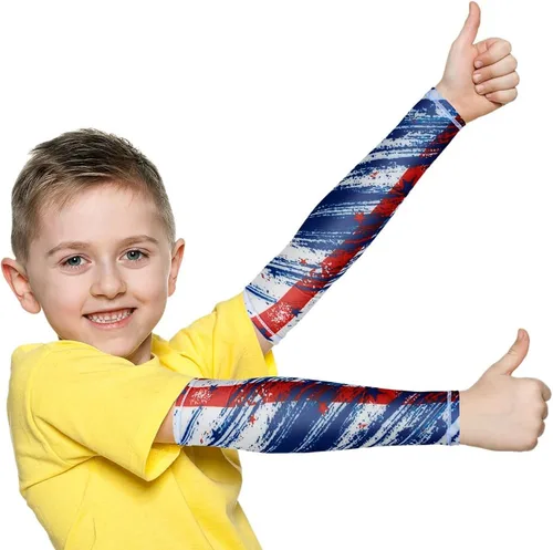 Vista 11 de JOEYOUNG Mangas de brazo para niños (4-9 años), mangas solares para fútbol, baloncesto, disfraz para fiesta, protección UV, manga refrescante