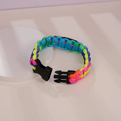 Vista 5 de Pulsera de alerta médica Paracord para hombres y mujeres Pulsera de identificación médica de acero inoxidable con hebillas de liberación lateral