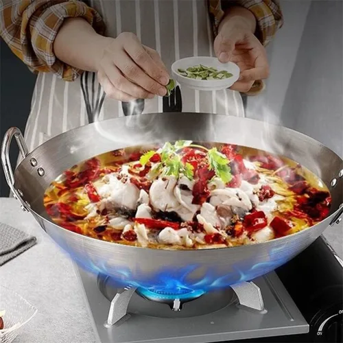 Vista 3 de 1 unids Olla de cocina duradera de acero inoxidable Wok Sartén para uso doméstico