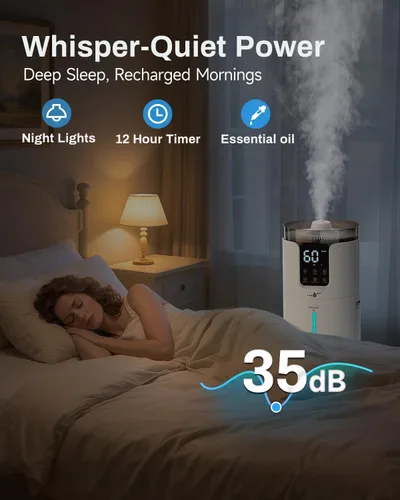 Vista 5 de Lacidoll Humidificador inteligente de 16 litros para habitación grande, humidificador para toda la casa para el hogar, 1500 pies cuadrados