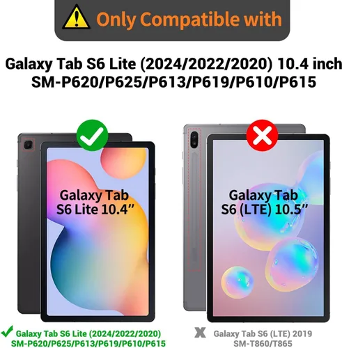 Vista 2 de Funda delgada para Samsung Galaxy Tab S6 Lite de 10.4 pulgadas modelo 2022/2020 + 1 almohadilla de limpieza de pantalla, funda de piel sintética