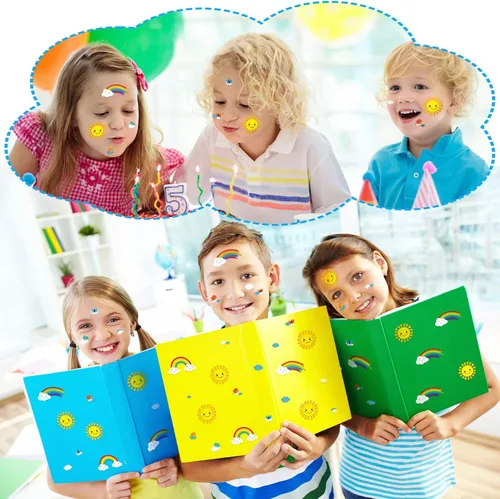 Vista 6 de Hotop 483 calcomanías de nubes de sol, arcoíris para niños, calcomanías adhesivas de arcoíris multicolor, calcomanías de sol, calcomanías de nube