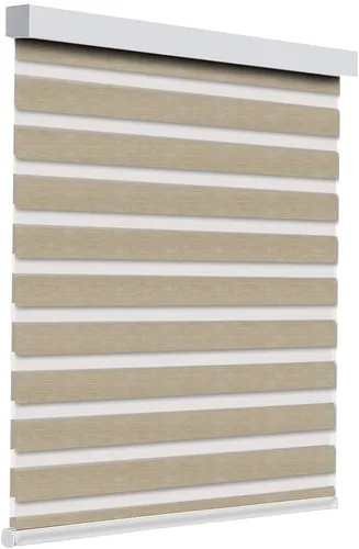 Vista 2 de Persianas enrollables con filtro de luz motorizadas de cebra/roller – Serie RAVENWOOD-B502, persianas inteligentes para ventanas con control remoto