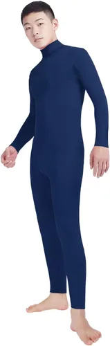 Vista 4 de Shinningstar Zentai Unitard - Body de manga larga con cuello alto y elastano para hombre