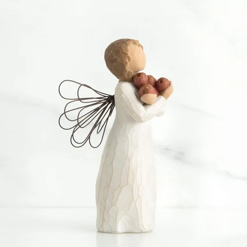 Vista 5 de Willow Tree Ángel de la buena salud, una abundancia de salud y felicidad, sosteniendo manzanas como símbolo de esperanza y curación, agradecimiento