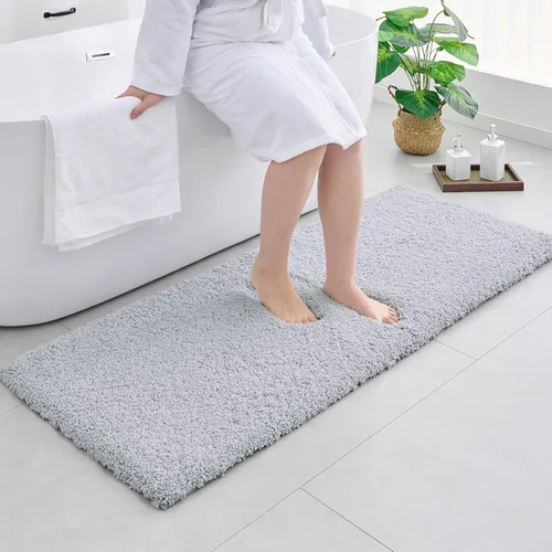 Vista 18 de Disolla - Alfombra antideslizante pequeña y esponjosa para el suelo del baño, lavable, afelpada, para ducha, absorbente, color beige, 17 x 24