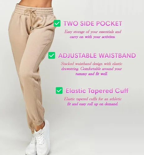 Vista 47 de IUUI Pantalones deportivos de cintura alta para mujer, con bolsillos, de algodón, holgados, atléticos