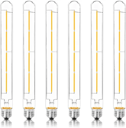 Vista 22 de Bombilla LED E26 de 7.3 pulgadas, 6 W, regulable, bombillas Edison blancas suaves de 2700 K, 800 lm, igual a 80 W, tubular T10 T9, bombilla larga