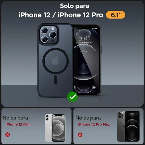 Vista 7 de miracase Funda magnética para iPhone 12/12 Pro (compatible con MagSafe), protección de grado militar, a prueba de golpes, antihuellas, translúcida
