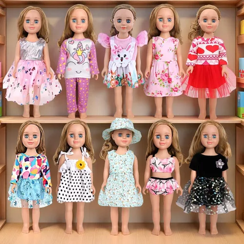 Vista 8 de MSYO 10 piezas de ropa de muñeca, ropa de muñeca de 18 pulgadas, ropa de muñeca de bebé, para muñecas de 16 a 18 pulgadas, vestidos florales