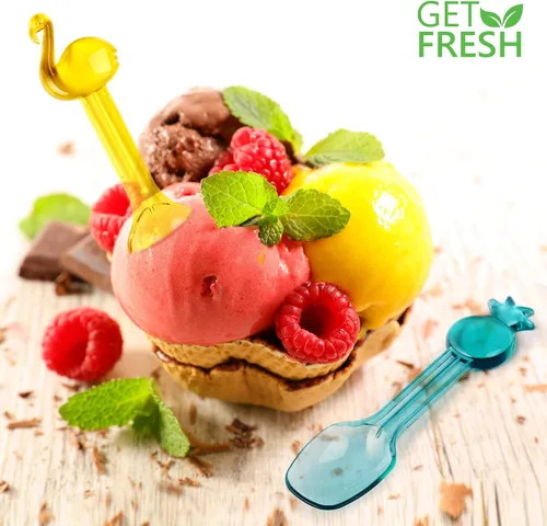 Vista 4 de GET FRESH Mini cucharas de helado de plástico – 27 piezas reutilizables coloridas pequeñas cucharas de plástico para niños – Mini cucharas