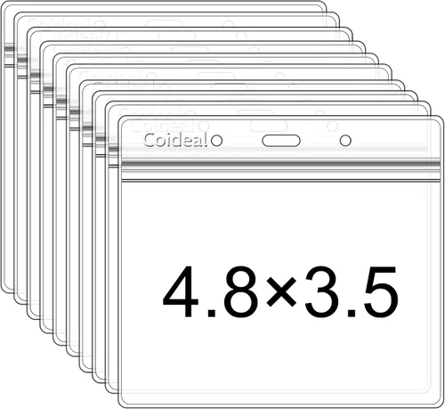 Vista 9 de Coideal - Soporte horizontal de plástico transparente para insignia, 12 unidades, protector grueso para tarjetas de identificación, funda