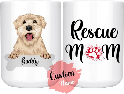 Vista 7 de Taza personalizada de Wheaten Terrier con diseño de perro mamá y papá, taza de Wheatie Dog para hombres y mujeres, taza de regalo de dueño de perro