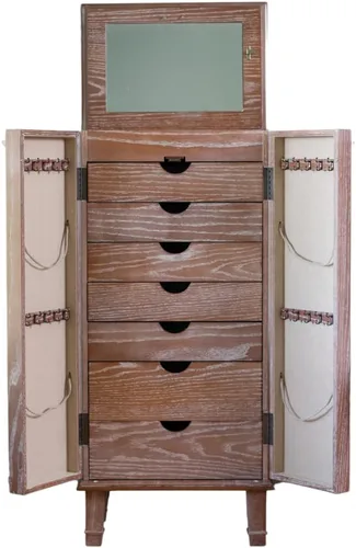 Vista 3 de Hives and Honey Cabby Armoire - Armario de joyería con cierre completo, color roble