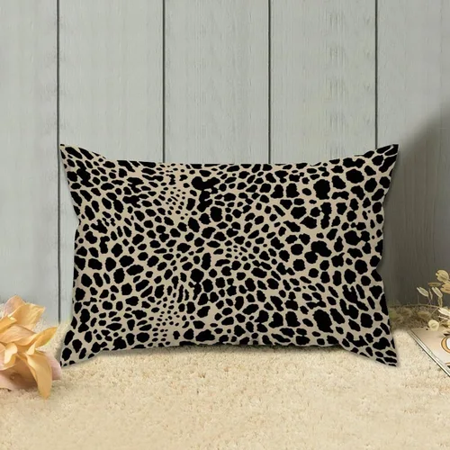 Vista 3 de Fundas de almohada con estampado de leopardo y guepardo negro y marrón, 12 x 18 pulgadas, fundas de cojín de granja para sofá, sala de estar