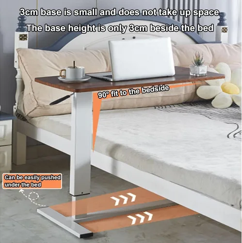 Vista 6 de Sude Table - Mesa auxiliar pequeña, mesa auxiliar movible, fácil de montar, resistente a los arañazos, altura ajustable, mesa de noche con ruedas
