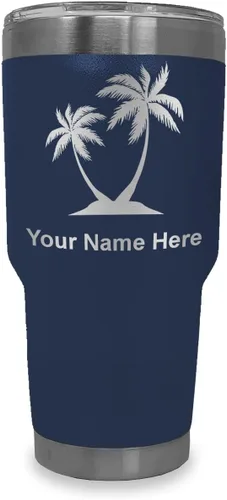 Vista 38 de LaserGram Vaso aislado al vacío de 20 onzas, palmeras, grabado personalizado incluido (negro)
