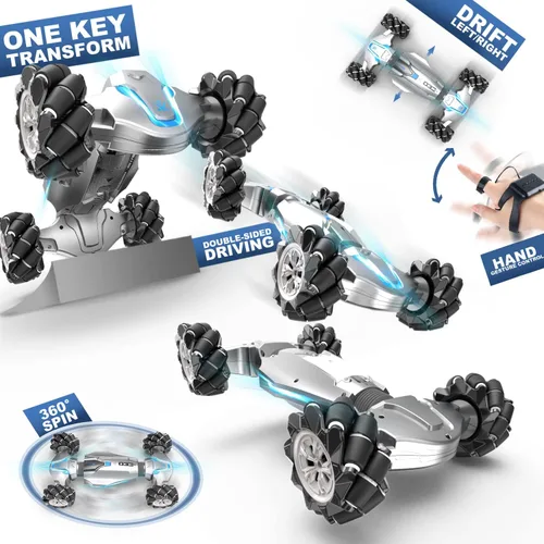 Vista 2 de LOOZIX Coche de Acrobacias RC con Detección de Gestos Escala 1:10, Control Remoto 4WD Controlado por Gestos de Mano Transformable, Vehículo de Doble