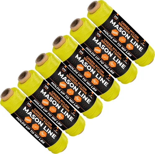 Vista 16 de Xpose Safety Green Mason Line String - Cuerda de nailon trenzado #18 - Línea de construcción duradera de 275 pies para herramientas de mampostería