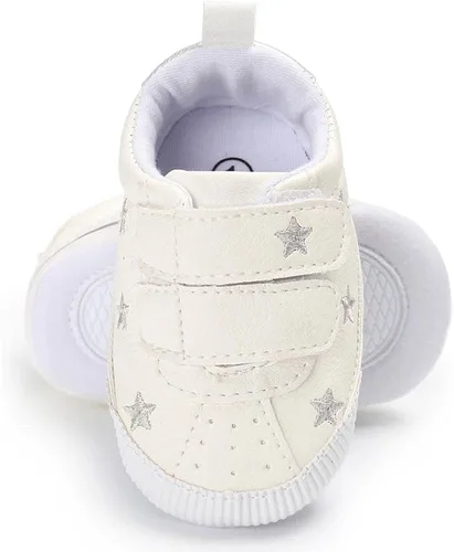 Vista 5 de KKIIDDSS Unsex - Zapatos de piel sintética para bebés y niñas, con parte superior alta, con cordones, suela suave, antideslizantes, para recién