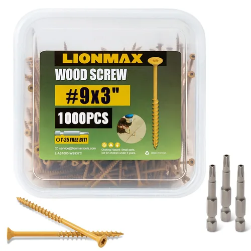 Vista 19 de LIONMAX Tornillos de cubierta de 2-1/2 pulgadas, tornillos para madera #9 x 2-1/2 pulgadas, 50 unidades, resistentes a la corrosión, revestimiento
