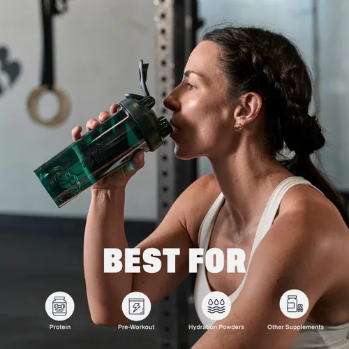 Vista 5 de BlenderBottle - Botella agitadora Pro Series ideal para licuados de proteínas y preentrenamiento, 28 onzas, color verde completo