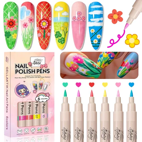 Vista 11 de Juego de 24 bolígrafos para arte de uñas, 24 colores, rotulador de 0.028 in Rosa