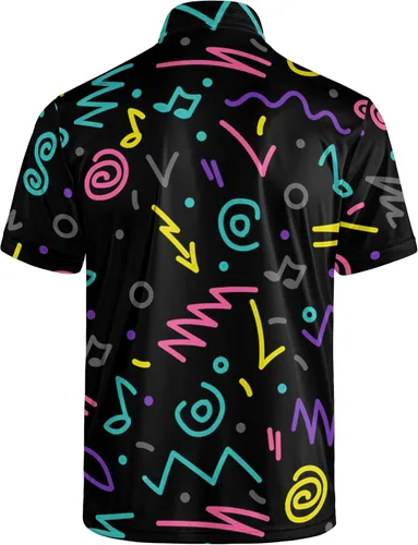 Vista 46 de Camisa de golf de los años 80 para hombre, ajuste seco, manga corta, estampada, divertidas, camisas de golf de los años 90 para hombre