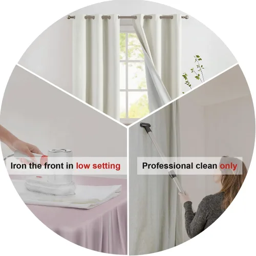 Vista 5 de jinchan Cortinas 100% opacas para dormitorio, sala de estar, cortinas opacas de lino de 63 pulgadas de largo, cortinas de oscurecimiento